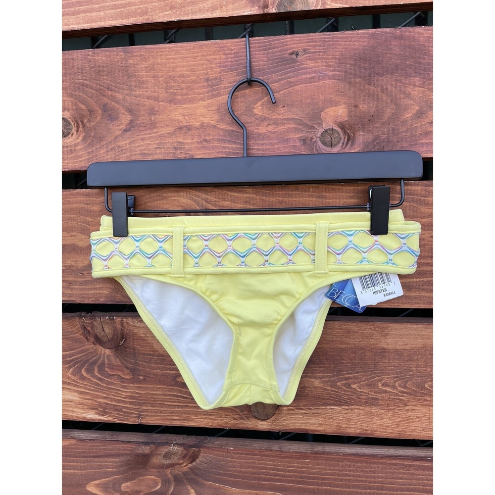 New Becca Yellow Hipster Belt Bikini Bottom *Size XS
